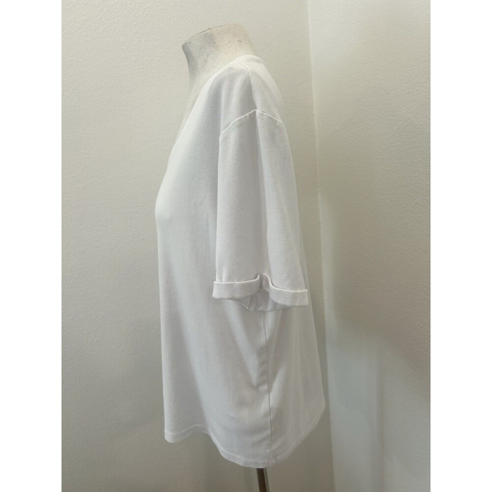 Chico's Women's Size 3 (XL) White V-Neck Tee Short Sleeve Basic Stretch & Cuff - Picture 6 of 10